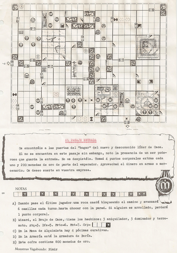Mapa de aventura El pasaje entrada
